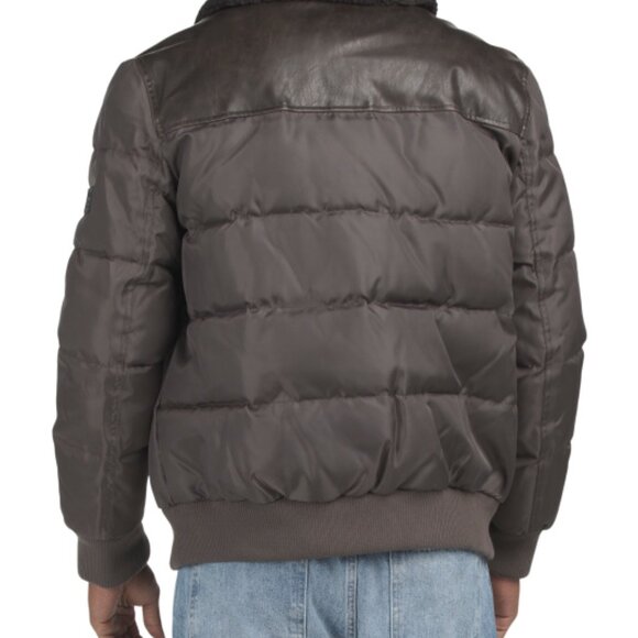 NEW ANDREW MARC Beaumont Faux Shearling Collar Puffer Jacket in brown 1025 7m3 - Picture 3 of 7